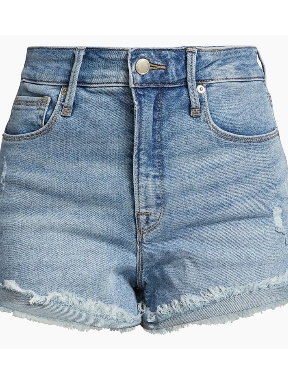 Good American NWT Good Curve Distressed Denim Shorts Size 12/31 In Blue
